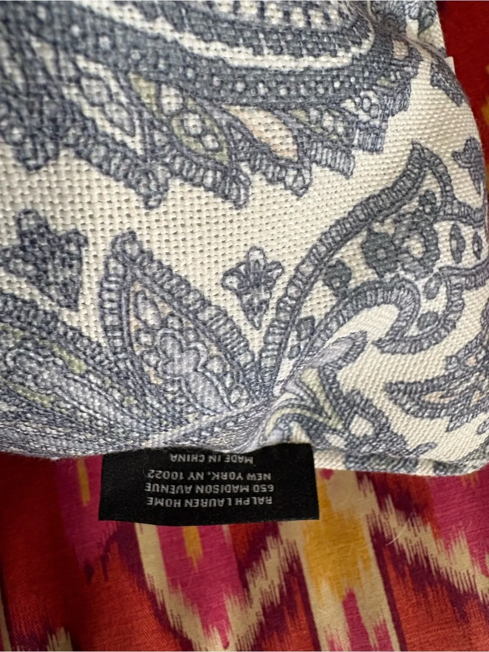 Classic Ralph Lauren Gray Paisley Throw Pillow 12” x 12”